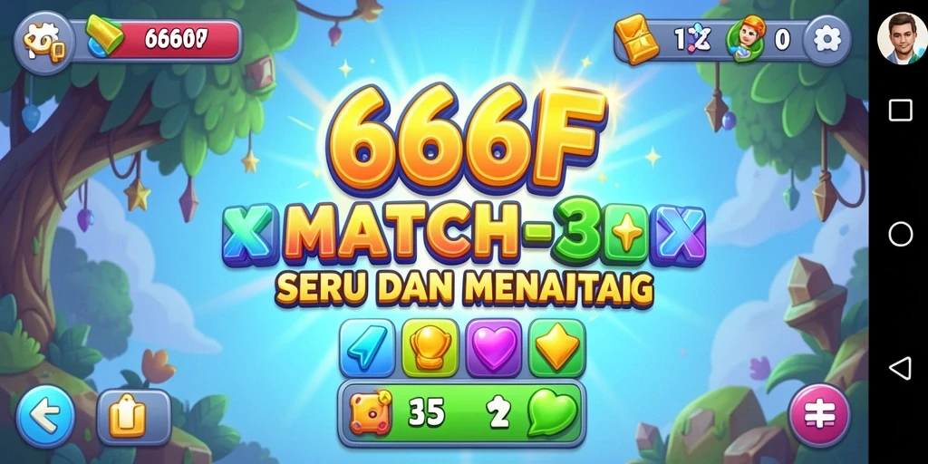 Screenshot gameplay 666F yang menunjukkan keseruan Match-3.