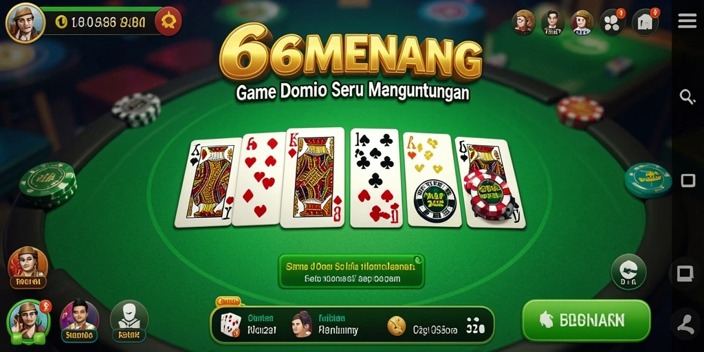 Screenshot gameplay 66MENANG menunjukkan variasi permainan Domino yang seru.