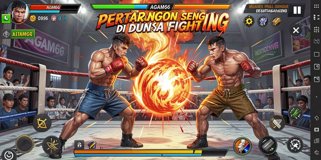 Tampilan gameplay <strong>AGAM66</strong> menunjukkan pertarungan seru dan karakter beraksi.