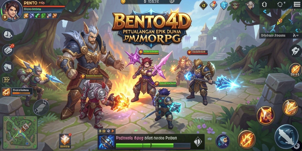 Tangkapan layar BENTO4D menampilkan aksi pertempuran seru dalam dunia MMORPG.