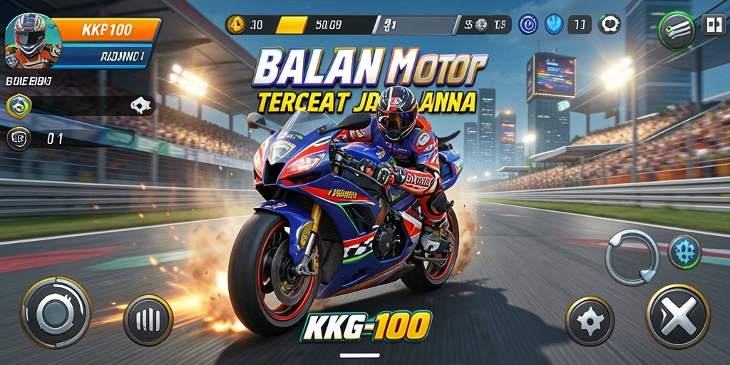 Gameplay seru KPK100 dengan balapan motor yang mendebarkan.