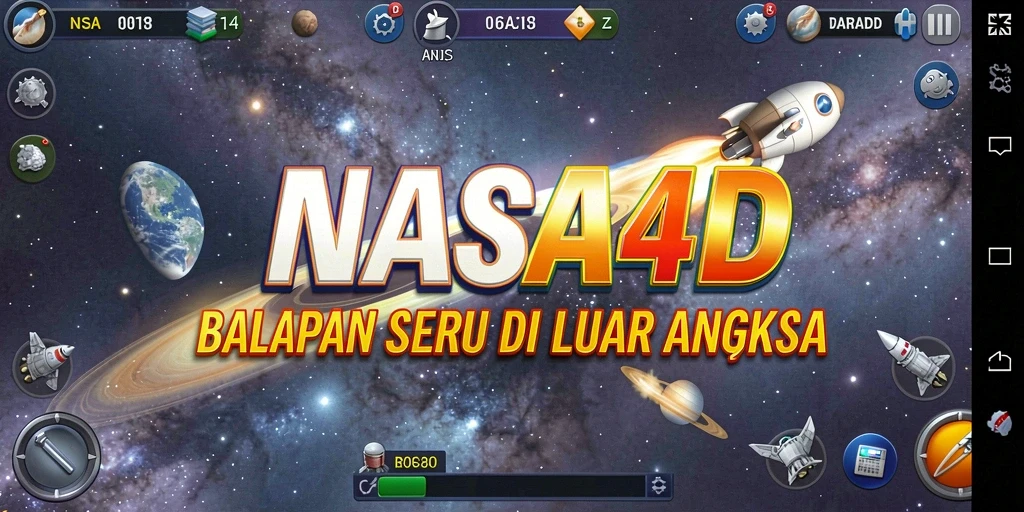 Tampilan gameplay NASA4D dengan aksi balapan luar angkasa yang mendebarkan.