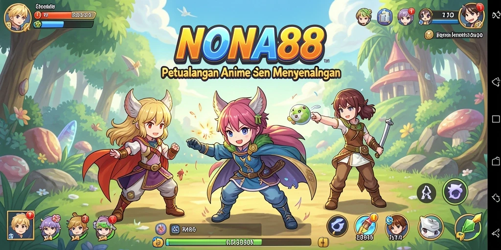 Screenshot NONA88 menampilkan pertarungan karakter Anime yang dinamis.