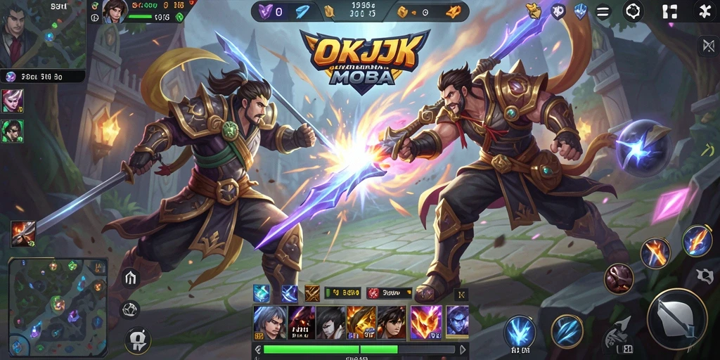 Tampilan gameplay seru OKJK di arena MOBA.