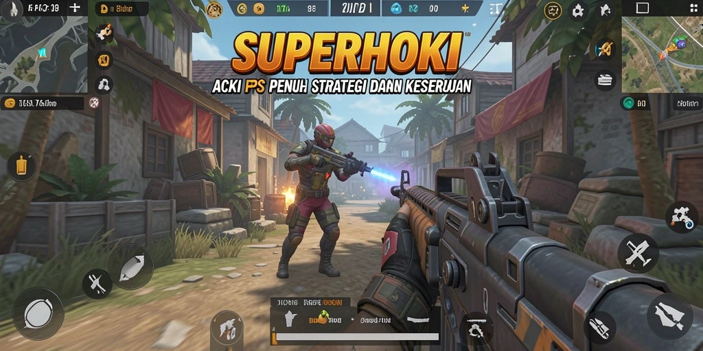 Gameplay SUPERHOKI yang intens dan seru dalam pertempuran FPS.