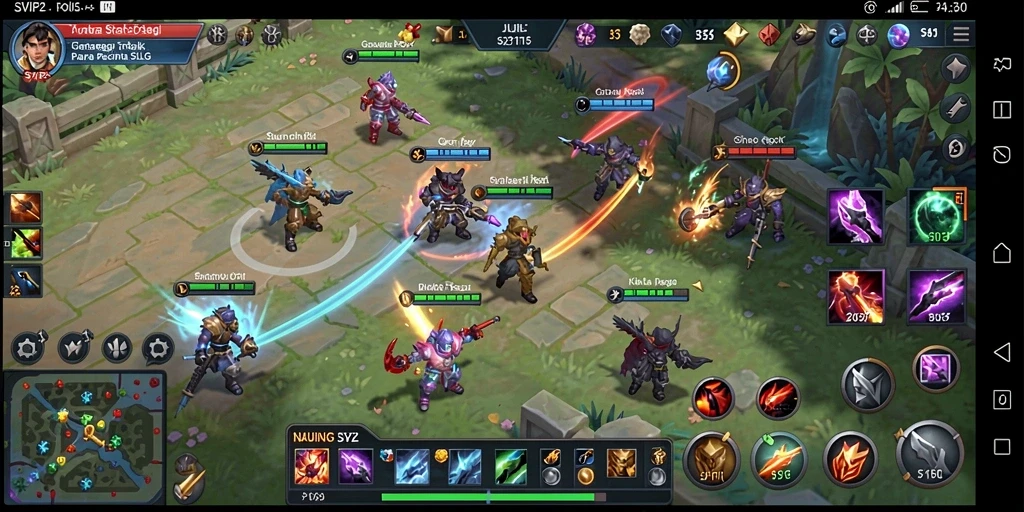 Tampilan gameplay menarik dengan pertempuran strategi mendalam.