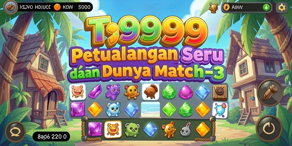 Screenshot gameplay T9999 menunjukkan keseruan mencocokkan item dalam pertandingan Match-3.