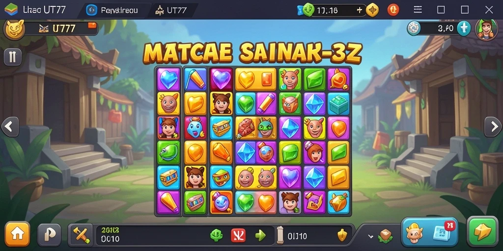 Tampilan gameplay UT77 yang penuh warna dan menantang di dunia Match-3.