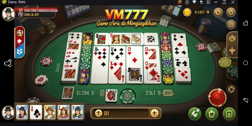 Screenshot utama VM777 menampilkan gameplay seru dari game Domino.