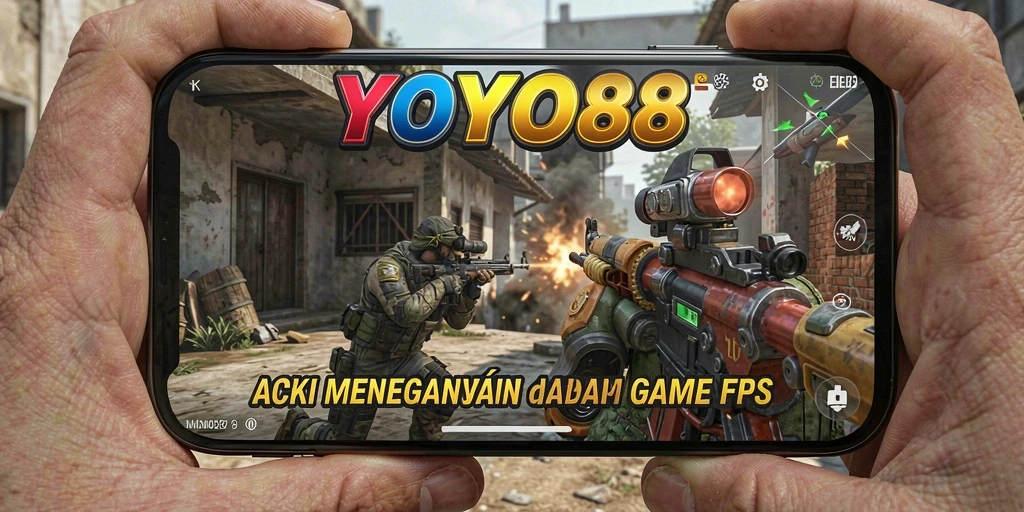 Screenshot gameplay YOYO88 menampilkan aksi tembak-menembak yang intens.